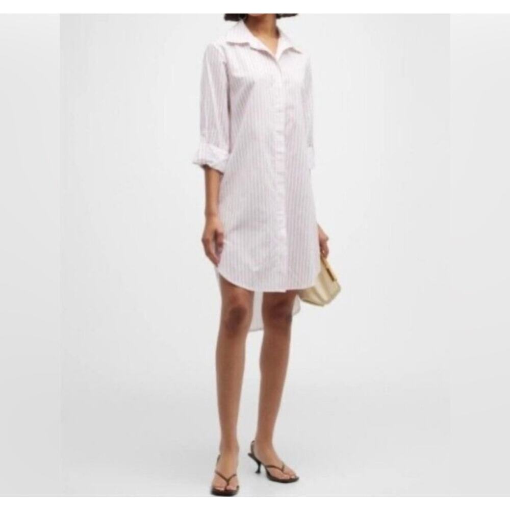 HARSHMAN Willow Stripe Long Sleeve Cotton/Linen Shirtdress